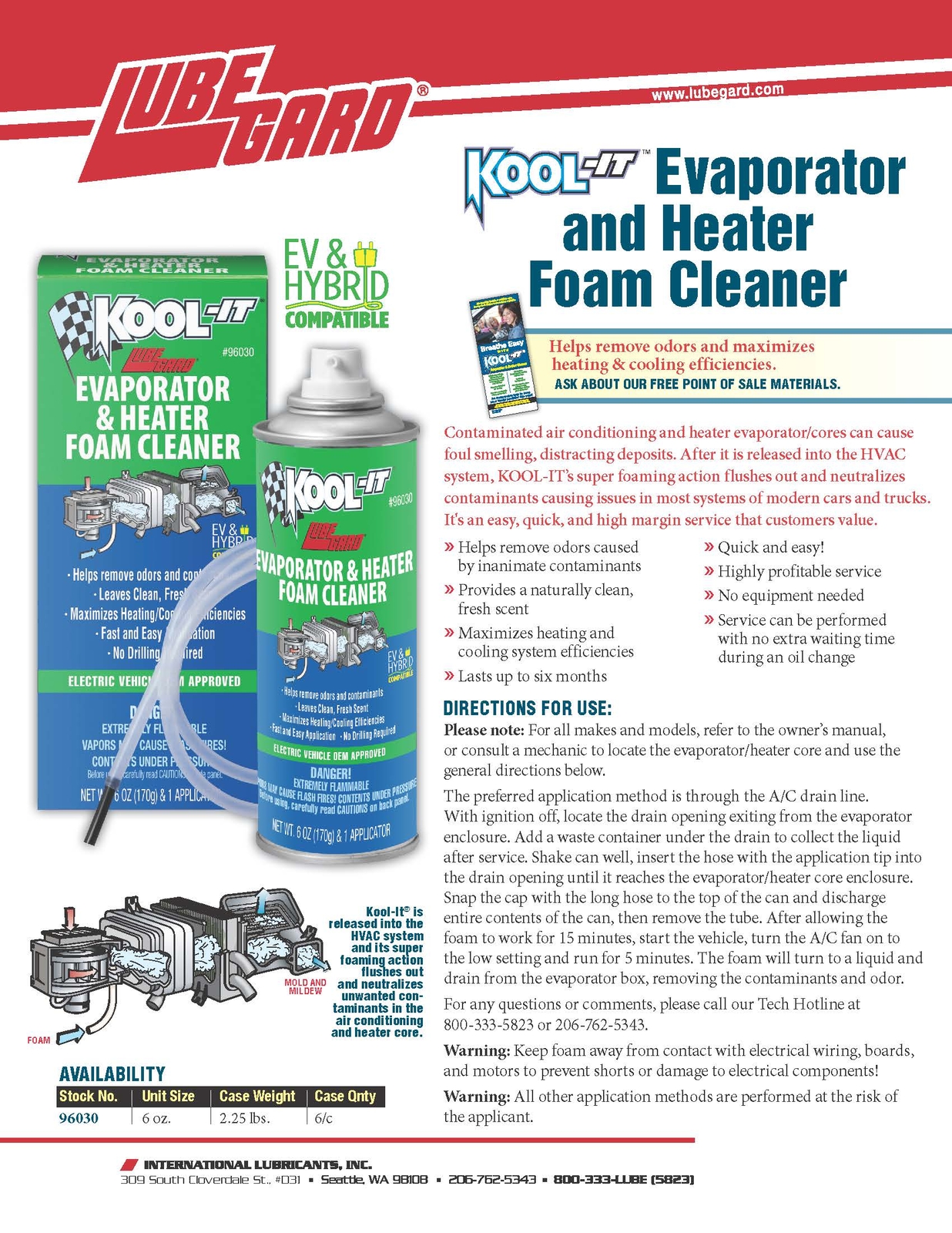 Lubegard KOOL-IT™ Evaporator & Heater Foam Cleaner, 96030