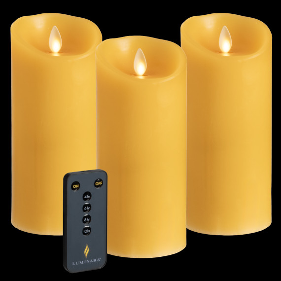 Luminara 3-Piece Flameless 6.5" Pillar Candle Set with Remote