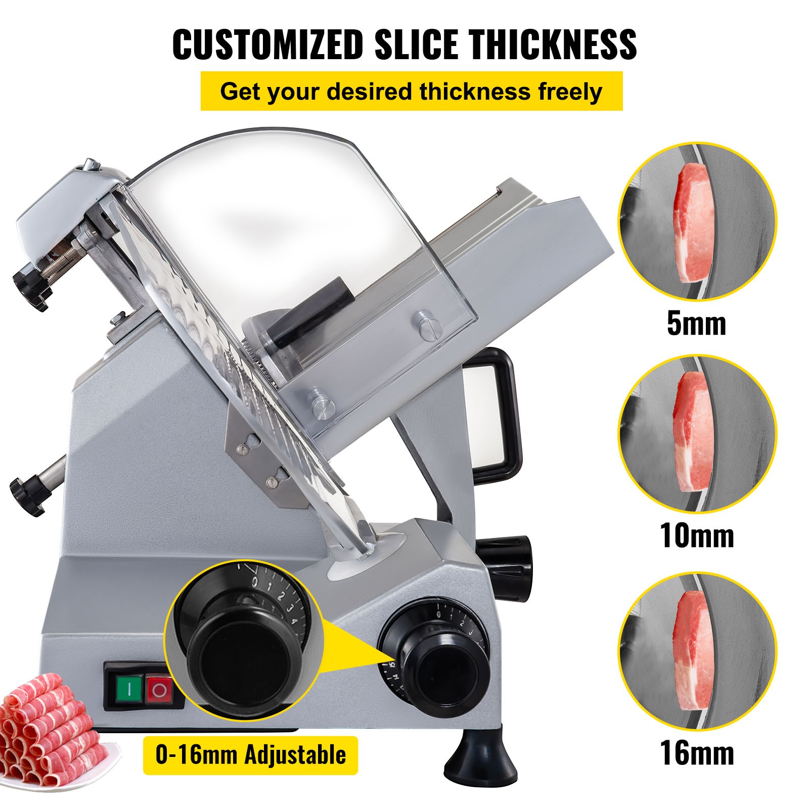 VEVOR Commercial Electric Meat Slicer Deli Food Cutter 12" Blade 320W 350-400RPM