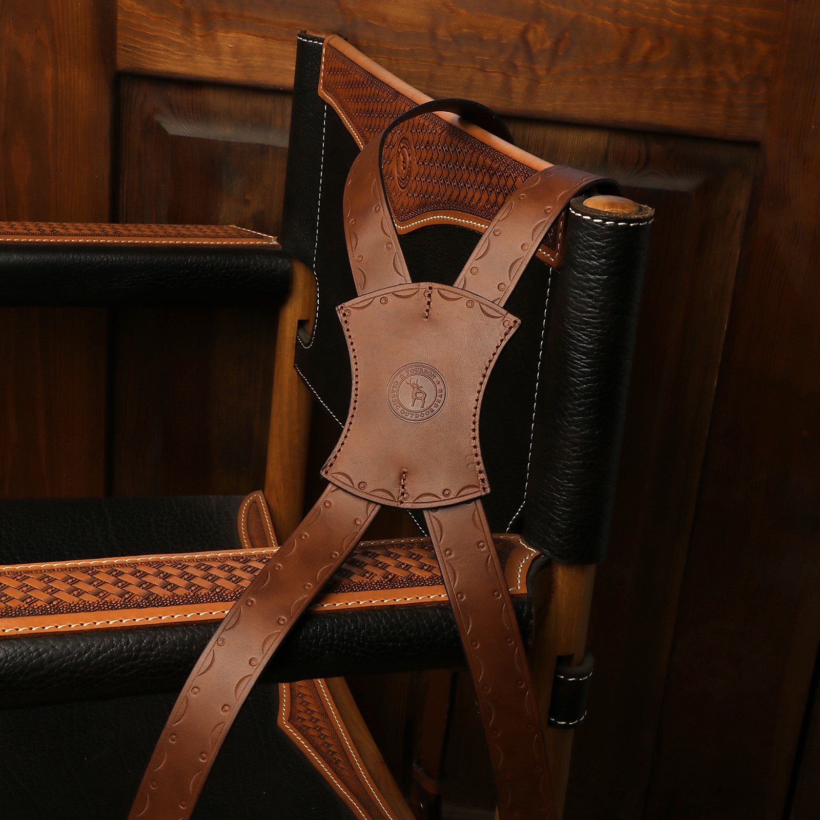 Tourbon Leather Men's Suspenders X Back Adjustable X-Shaped Hooks Pants Braces