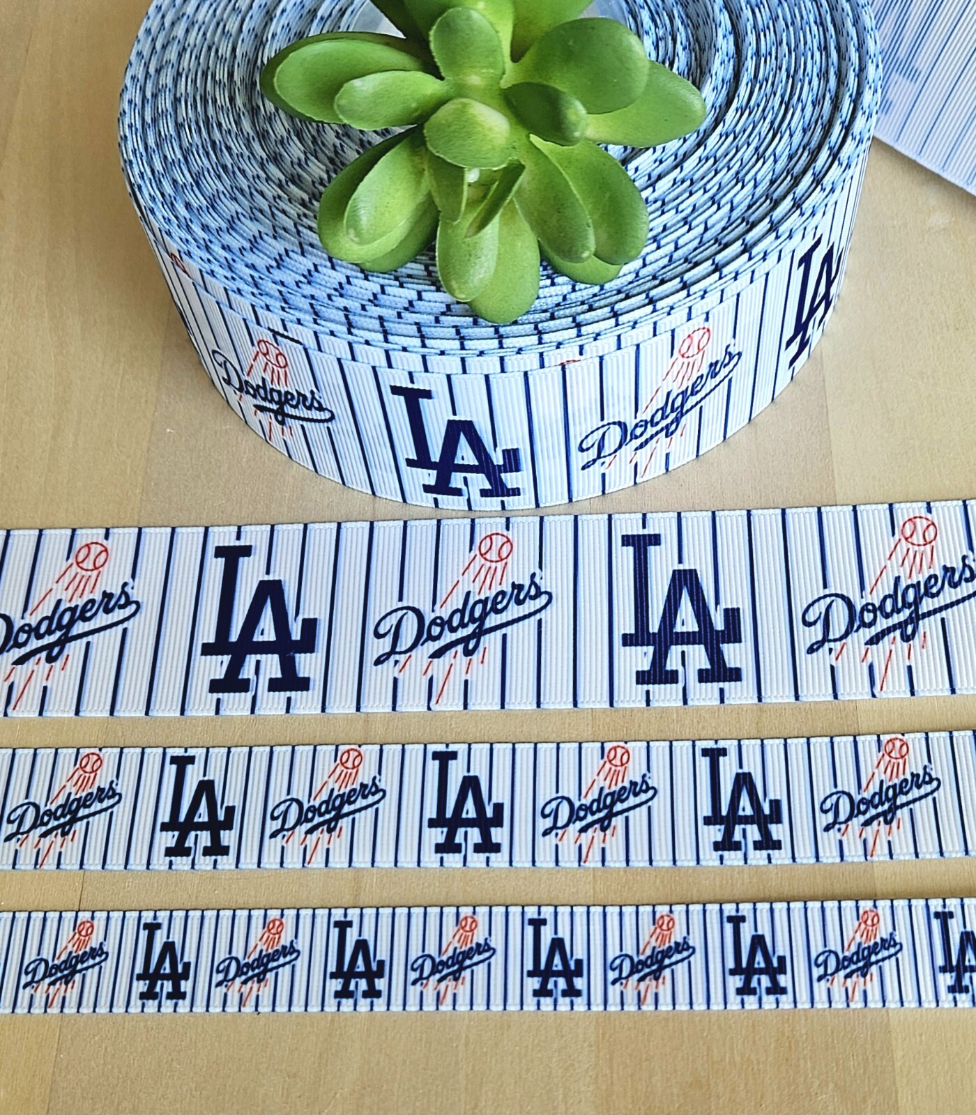 5/8, 7/8 & 1.5" (1YD) Los Angeles Dodgers Grosgrain Ribbon Baseball Cheer Ribbon