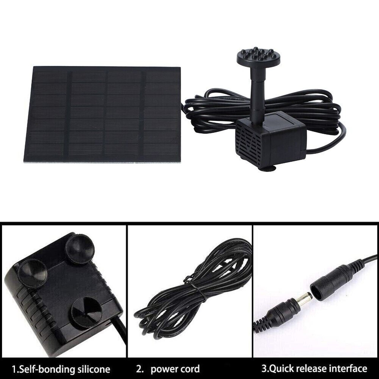 Solar Panel Power Water Pump Fountain Submersible Floating Bird Bath Pond Pool
