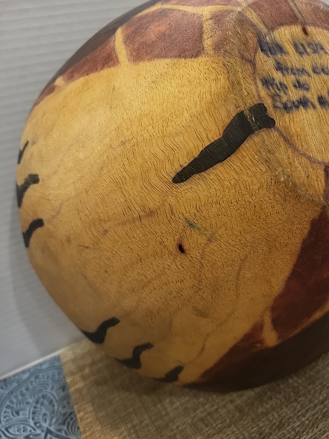 Hand Carved & Hand Painted Animal Print South Africa 11.25" Wooden Bowl