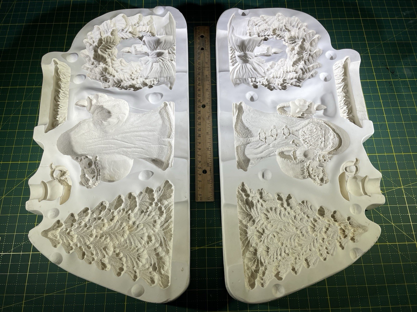 Nowell's NM-1752 Christmas Tree Santa Wreath Candle & Stand Ceramic Slip Mold