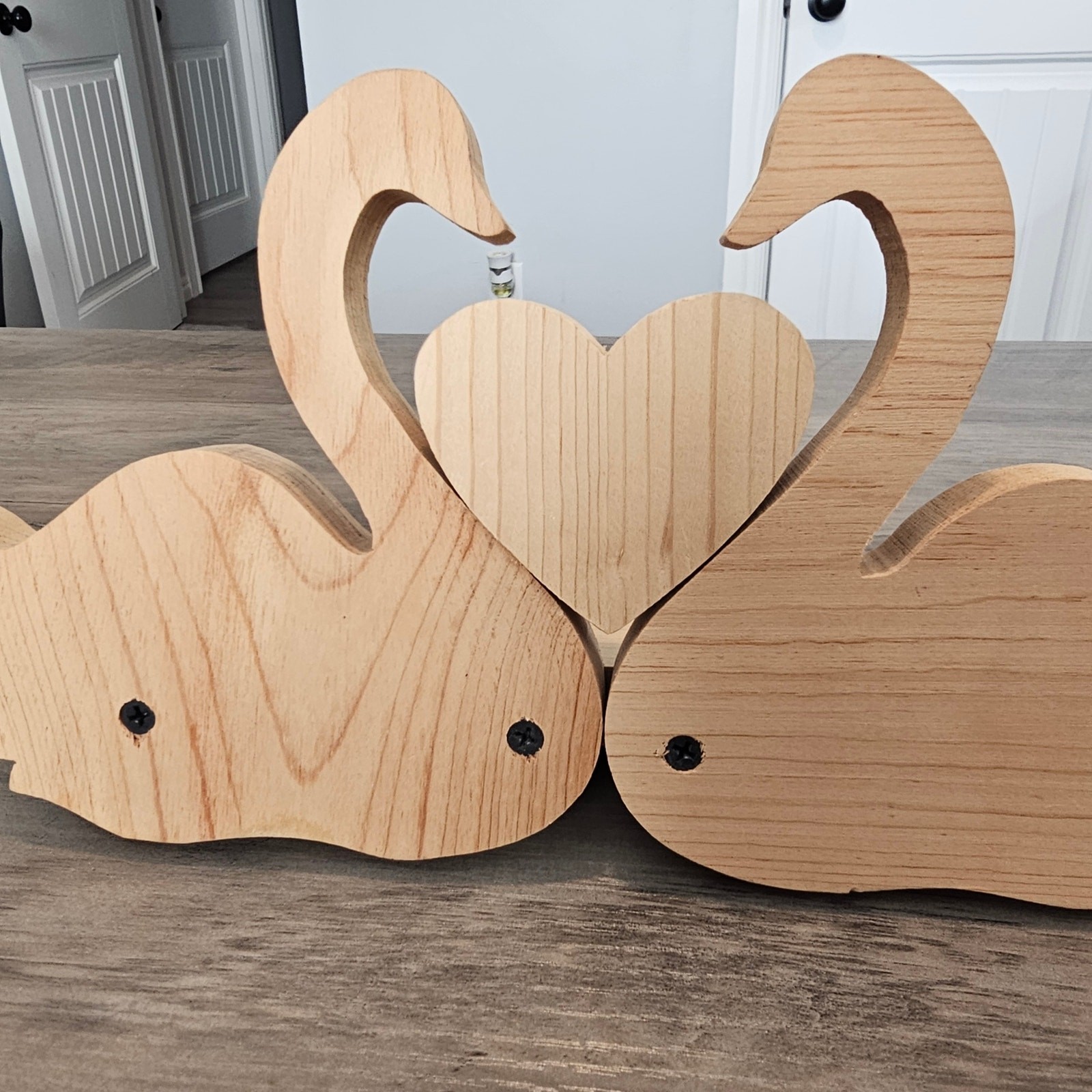 Vintage Wood Swan Shelf Wall Mount 90s Heart Cottage Coquette Decor Ducks Birds