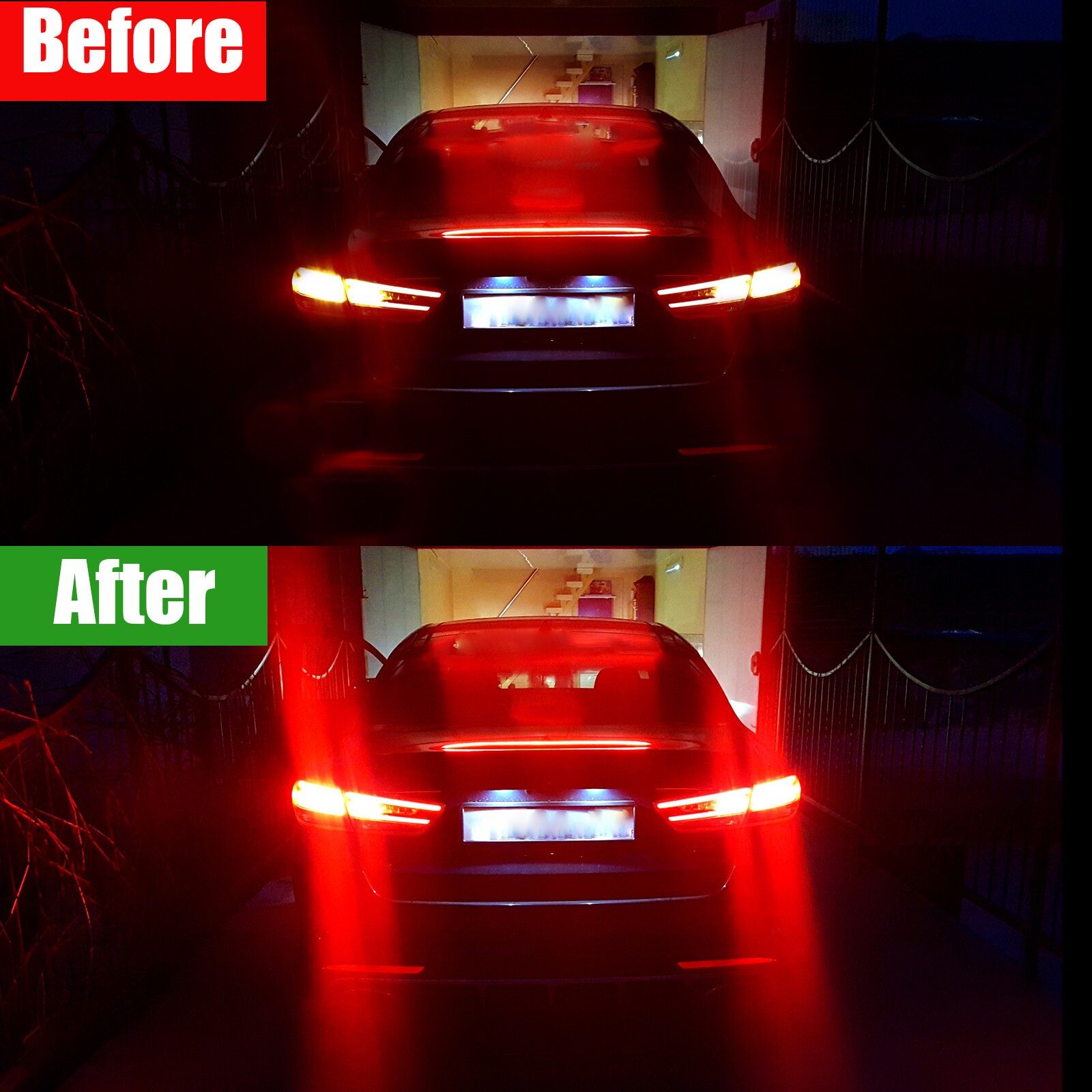 4PCS 7443 7440 LED Red Strobe Flash Blinking Brake Stop Tail Parking Light Bulbs