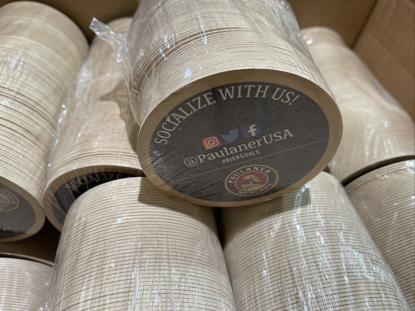 Qty 1500 New Paulaner Munchen Beer Drink Coasters 4" Diameter (12 Sleeves of 125