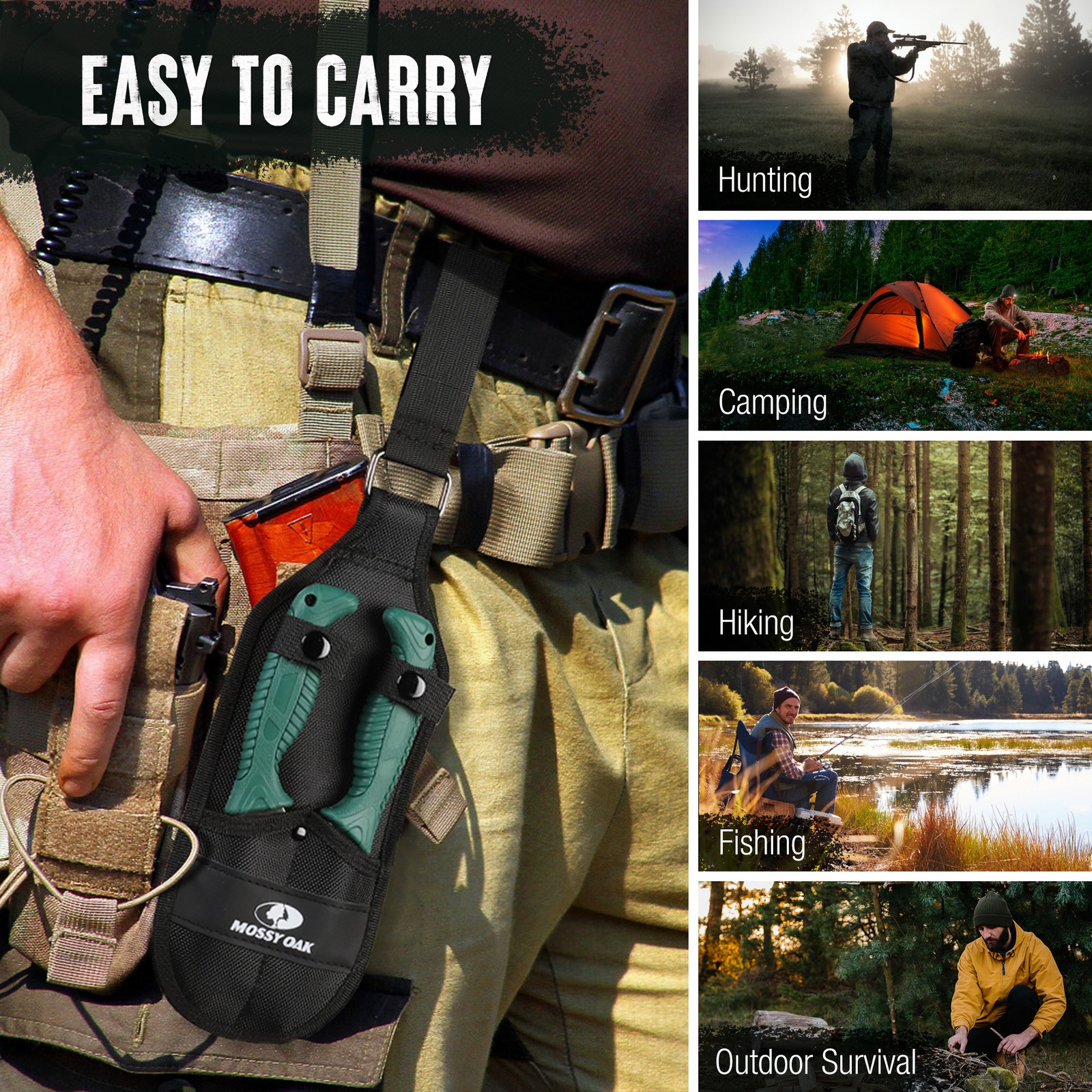 MOSSY OAK 4PC Hunting Knife Set Hunting Field Dressing Kit W/Sheath Perfect Gift