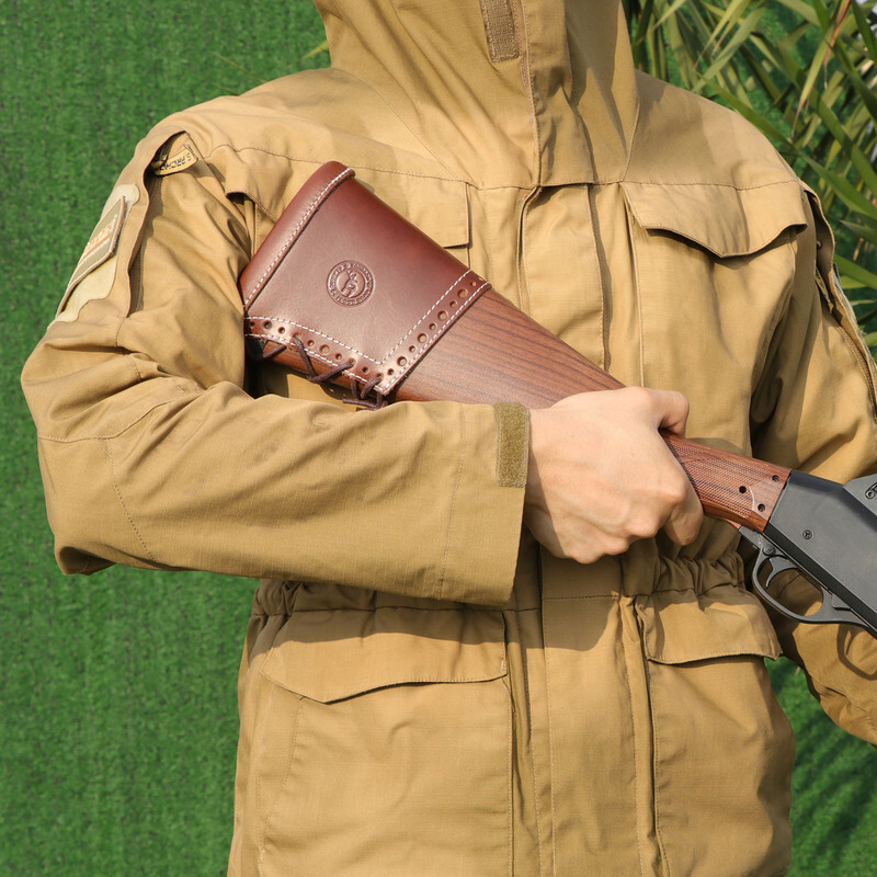 TOURBON Leather Butt Stock Protector Slip-on Recoil Pad Henry Rifle Shooting US