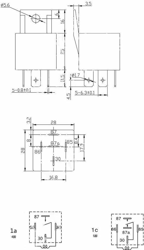 5 Pack 12V 30/40 Amp 4-Pin SPST Automotive Relay with Wires Harness Socket Set