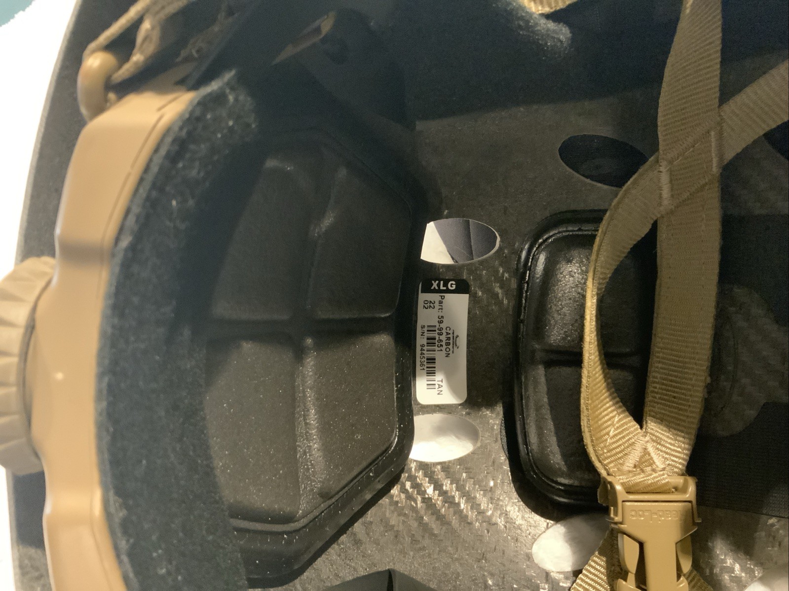 OPS-CORE FAST SF CARBON HELMET SYSTEM XLarge Tan Vented Lux Liner With OCC Dial