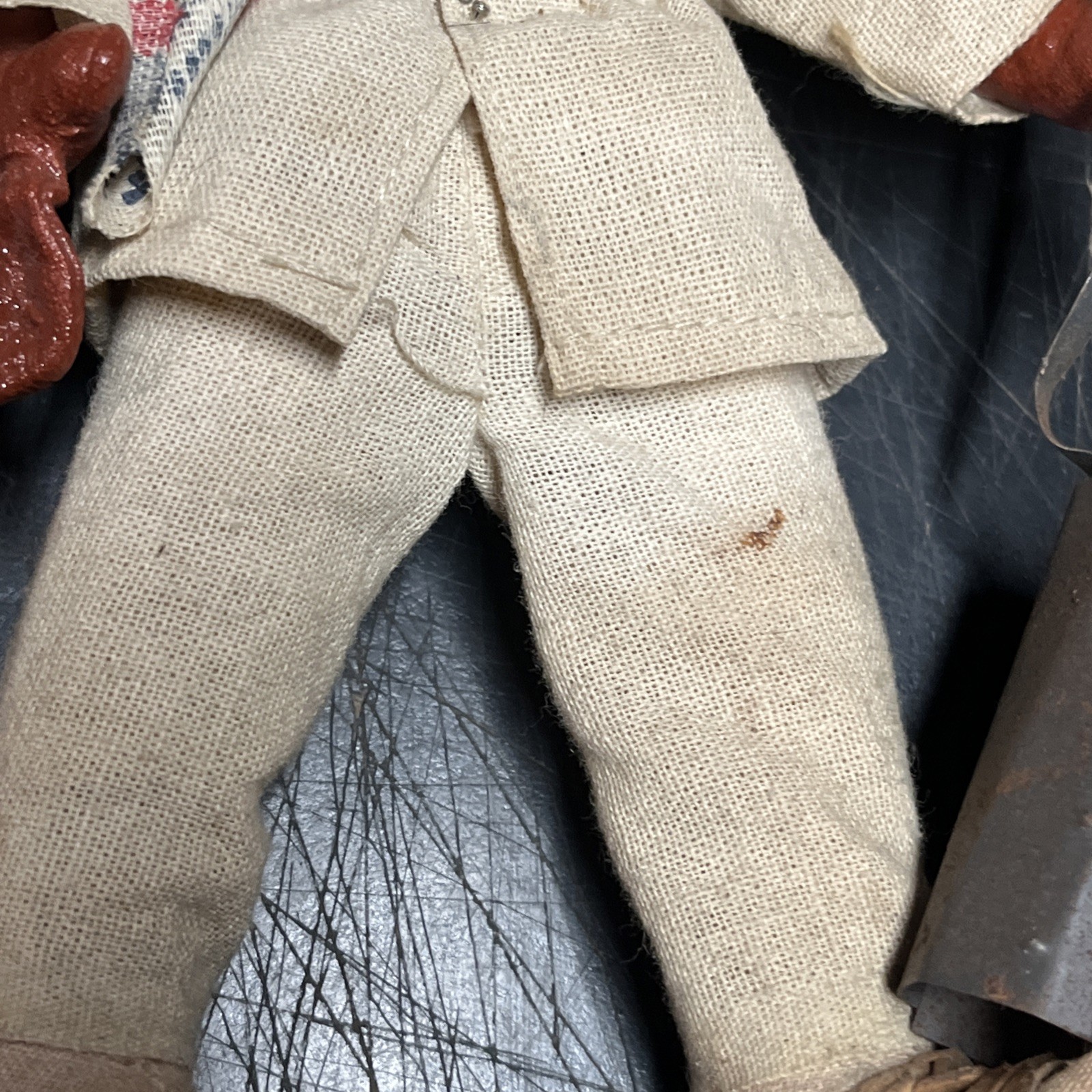 Vintage Mexican Hand Made Painted Oil Cloth Folk Art Dolls 9”Tall