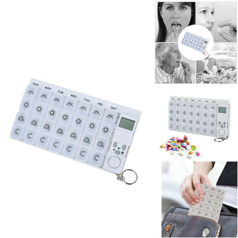 28 Grid Smart Electronic Pill Box Alarm Medicine Dispenser Time Reminder Case