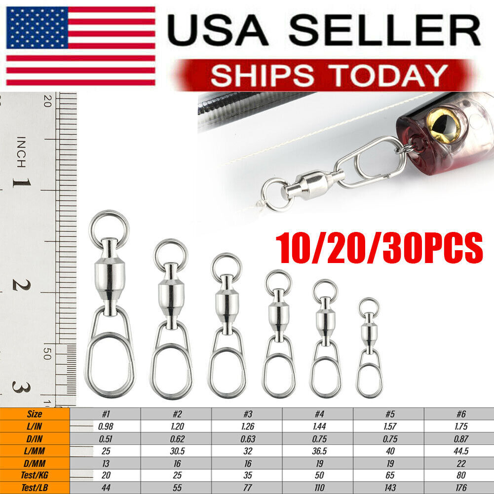 Fishing Ball Bearing Swivels with Fast Clip Snap 44-176Lb Connector Tackle Lot