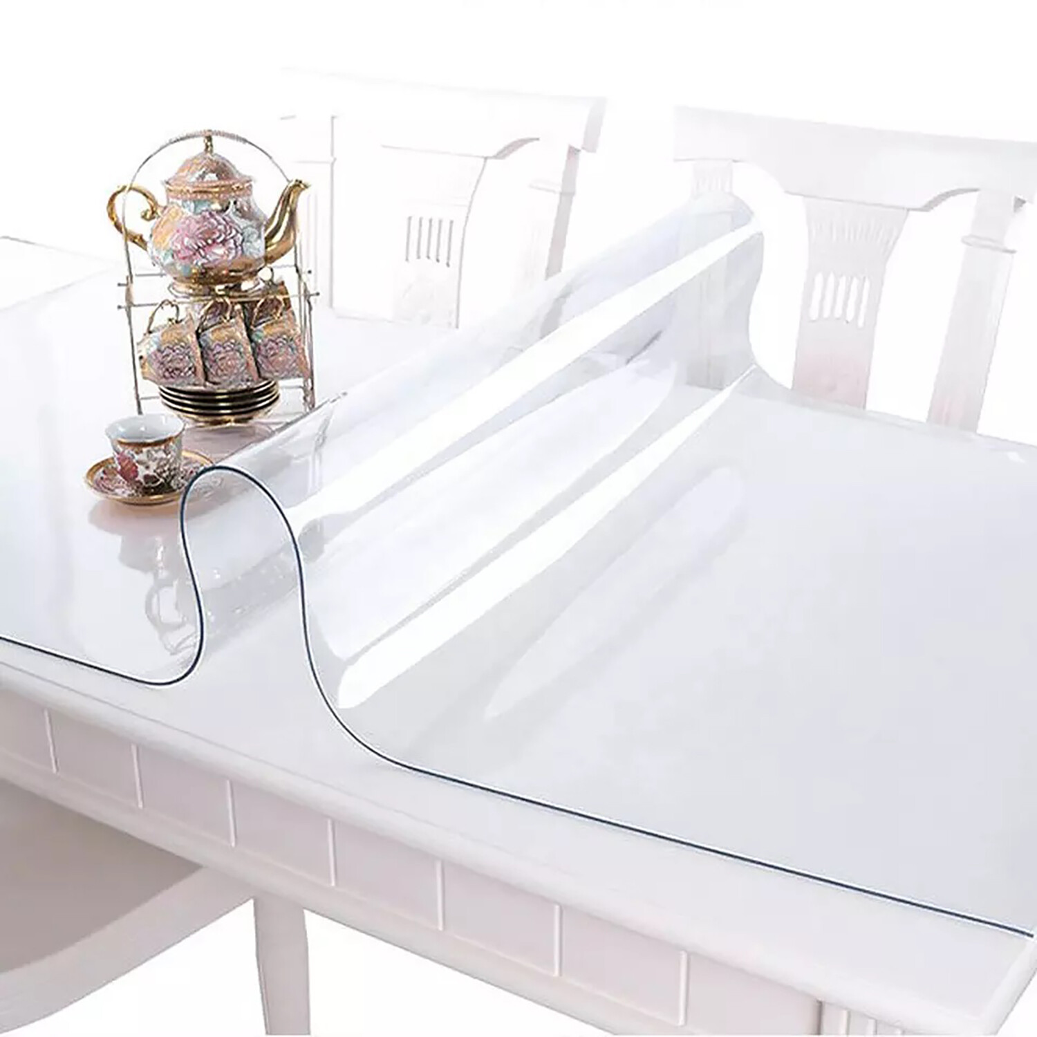 Clear Plastic Vinyl Table Cover Tablecloth Protector Transparent - Sold Folded