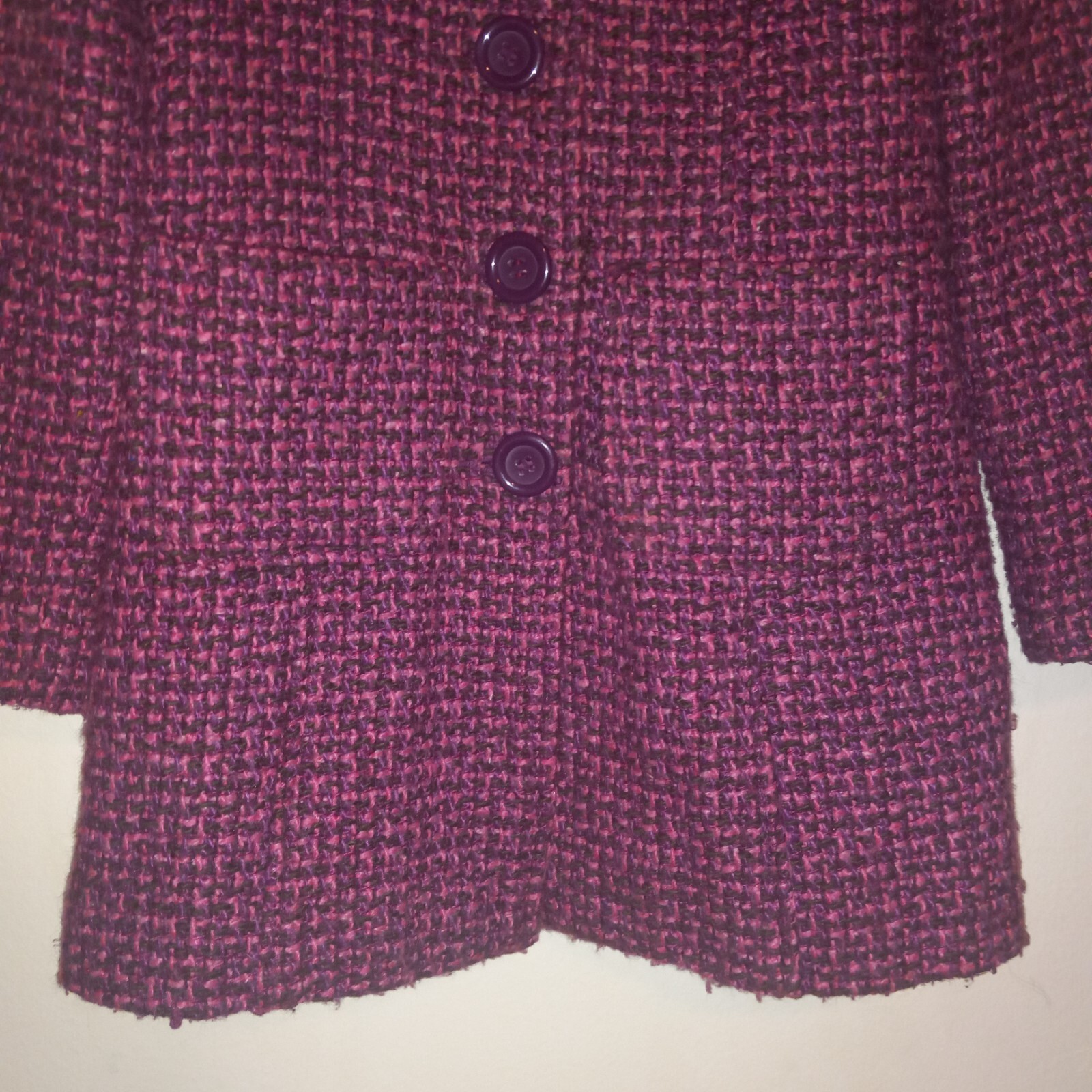 Dollhouse Pink Single Breasted Tweed Peacoat-Size XS-Pockets-Lined-Flower Button