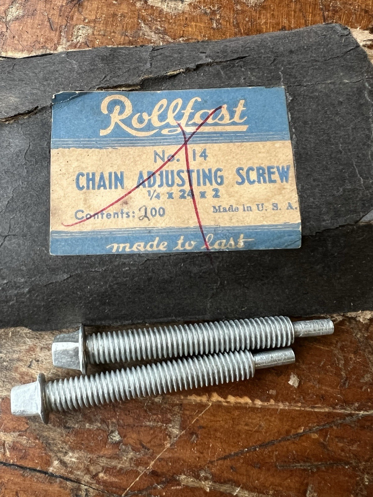 NOS Pair vintage Prewar Balloon Chain Adjuster Screws 1/4 x 24 Schwinn Shelby