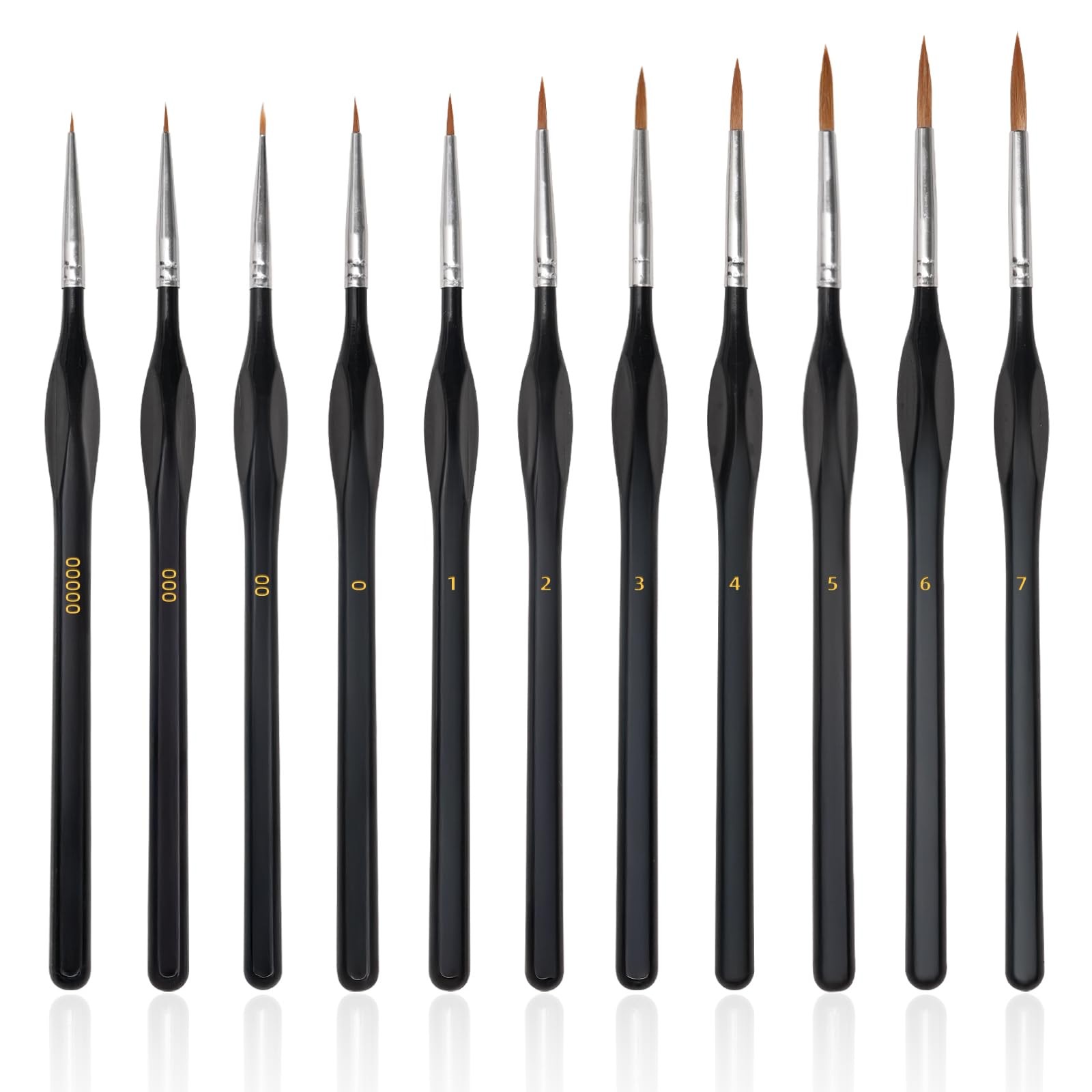 Professional 11-Piece Fine Detail Paint Brush Set for Artists and Hobbyists