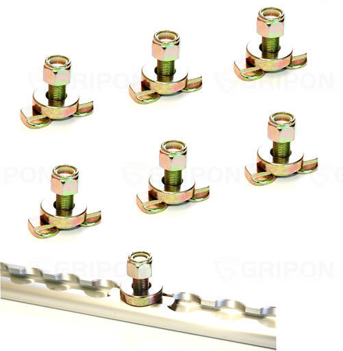 GRIPON (Pack of 6) L-Track Double Lug Threaded Stud Nut Fitting Tie Down