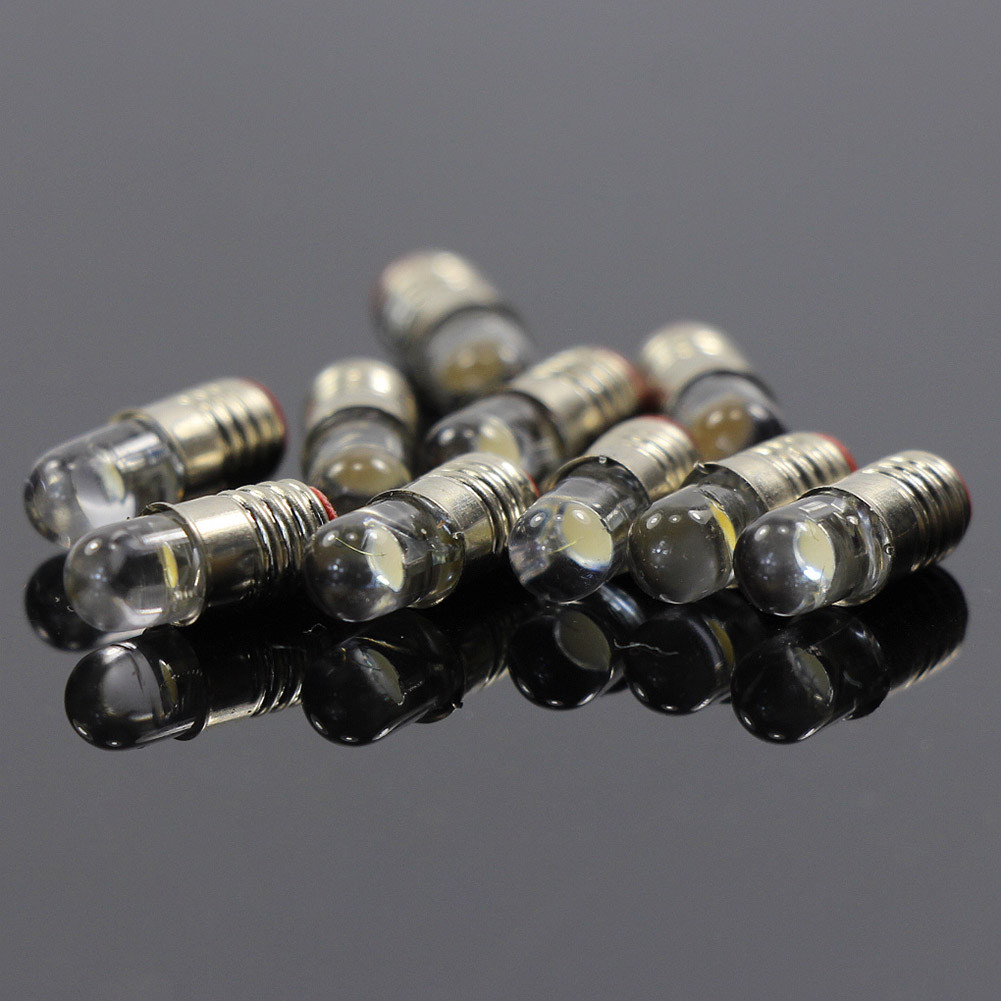 E505WM 10pcs Warm White 4.5mm LED Screw Bulb E5 E5.5 12V Model Light HO N Scale