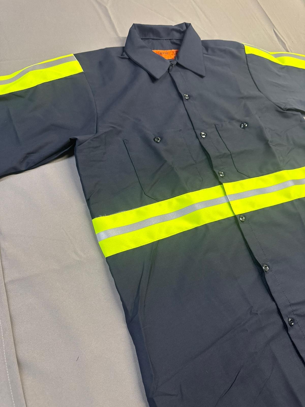 Red Kap Men's Enhanced Visibility Industrial Work Shirt Navy