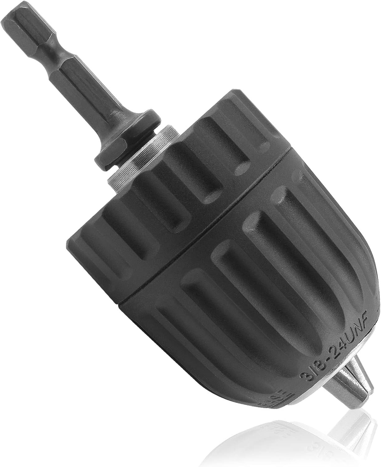 3/8" Keyless Drill Chuck Adapter with 1/4" Hex Shank for Impact Drivers