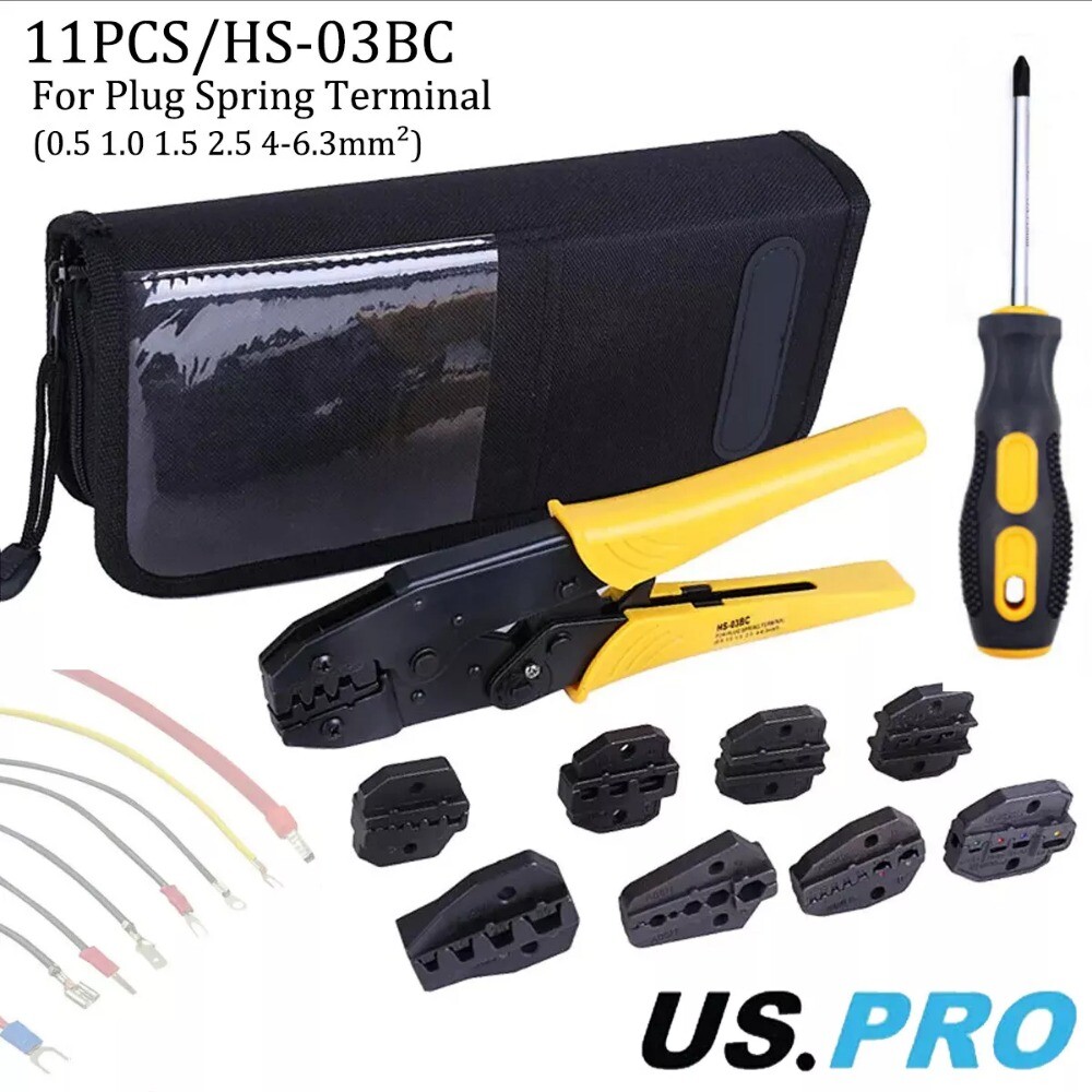 Ratcheting Crimping Tool Kit Cord End Terminals Wire Crimper Pliers w/ 8 Dies