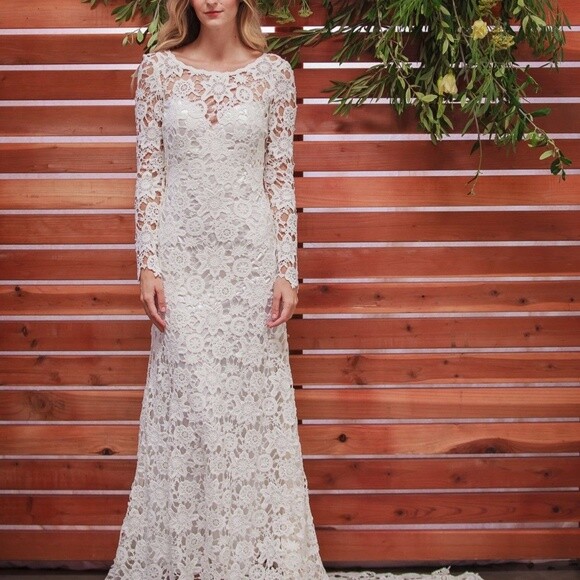Dreamers & Lovers Clover Wedding Dress Vintage White Inspired Backless Crochet