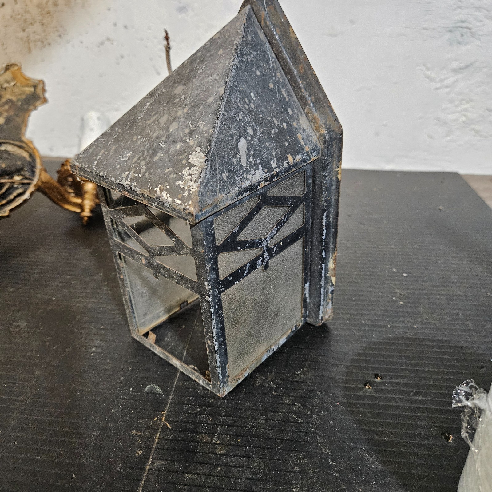 Vintage Tin Porch Sconce Light lantern cottage