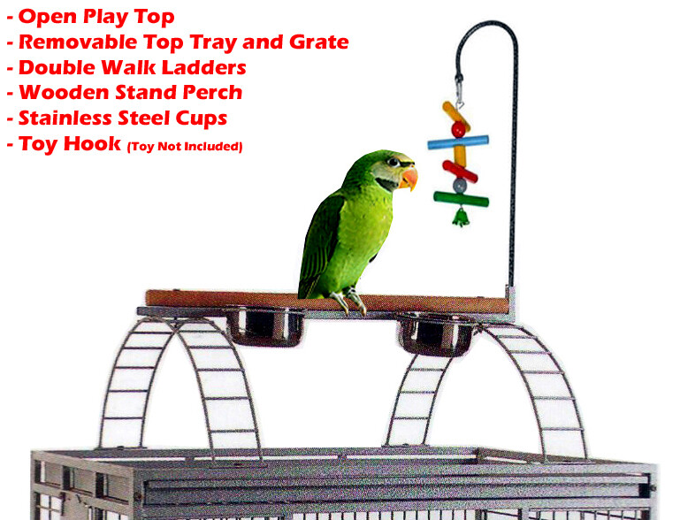 EXTRA LARGE Parrot Cage For Macaw Cockatoo African Grey Amazon 32"W x 23" x 66"H