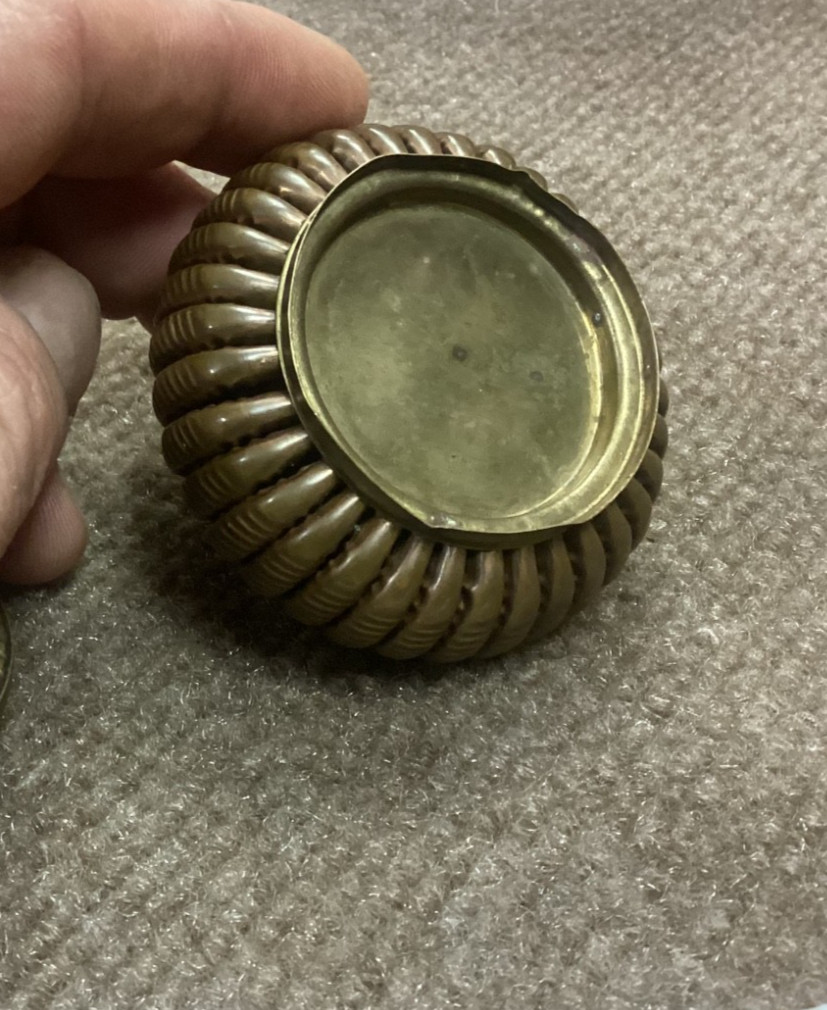 Vintage Bronze Incense Burner Container with Lid Thailand Intricate Design Small