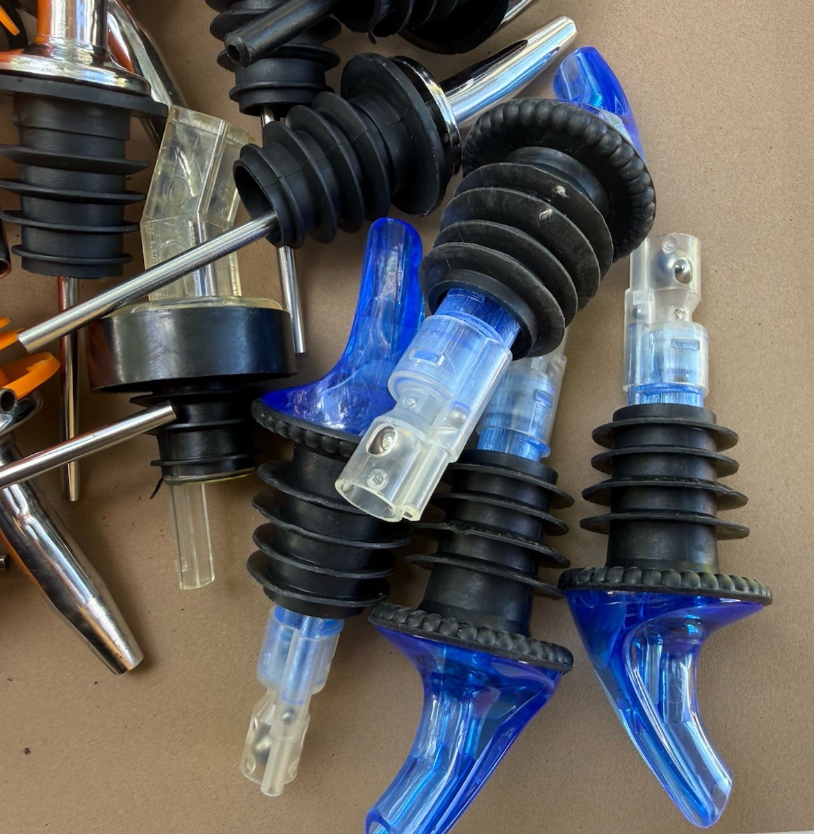(Over 145) BAR LIQUOR BOTTLE POUR SPOUTS - Including Four Precision Pour Spouts