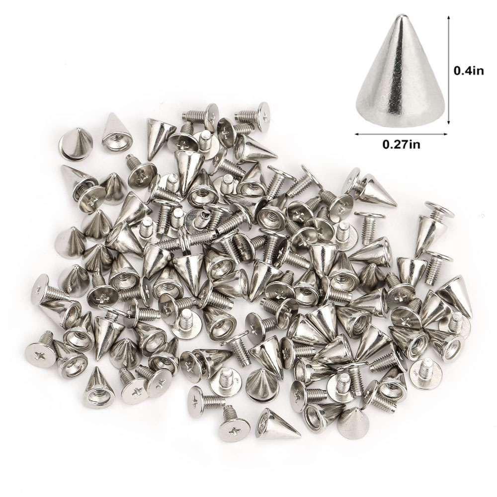 100X Punk Cone Metal Spikes Rivets Studs Screw Back For Clothing Jacket Leather