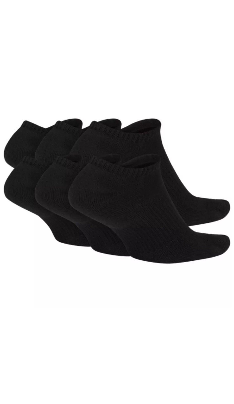 Nike NO SHOW Everyday Plus Cushion Unisex Drifit Socks - LARGE - BLACK - 6 Pair