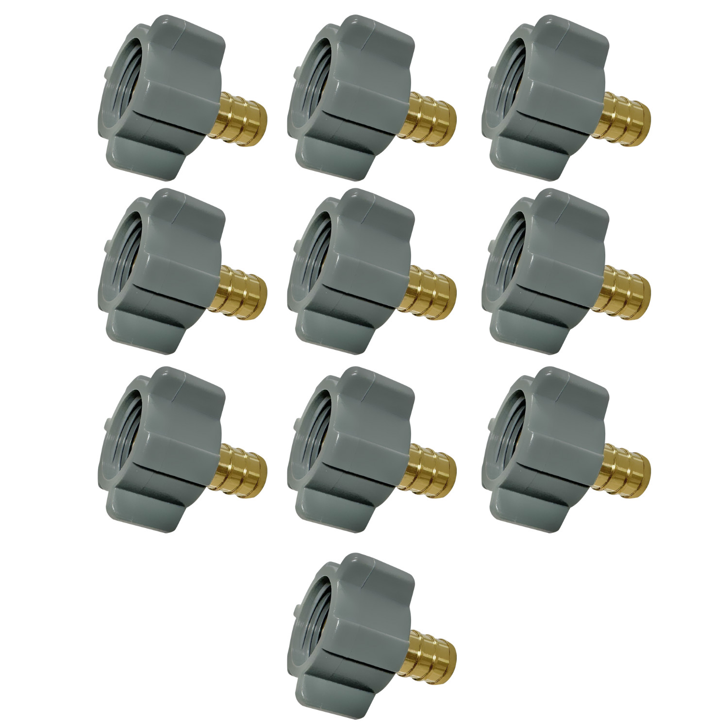 10 Pack  XFITTING 1/2" Pex-B x 1/2" Female NPT Swivel Adapter, Lead Free Brass