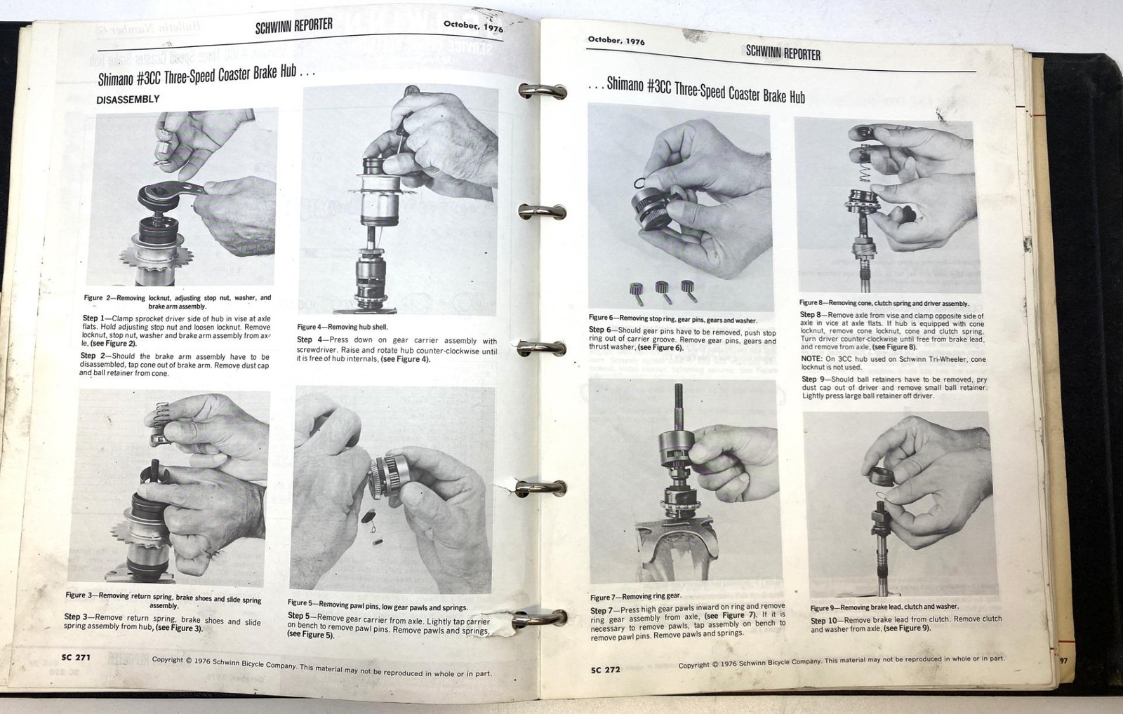 1970's Schwinn Service Clinic Bulletins Ring bound