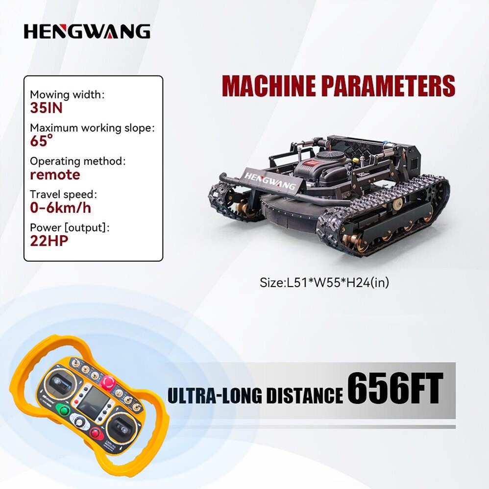 New 22 hp remote control off-road tank lawn mower with adjustable mowing height