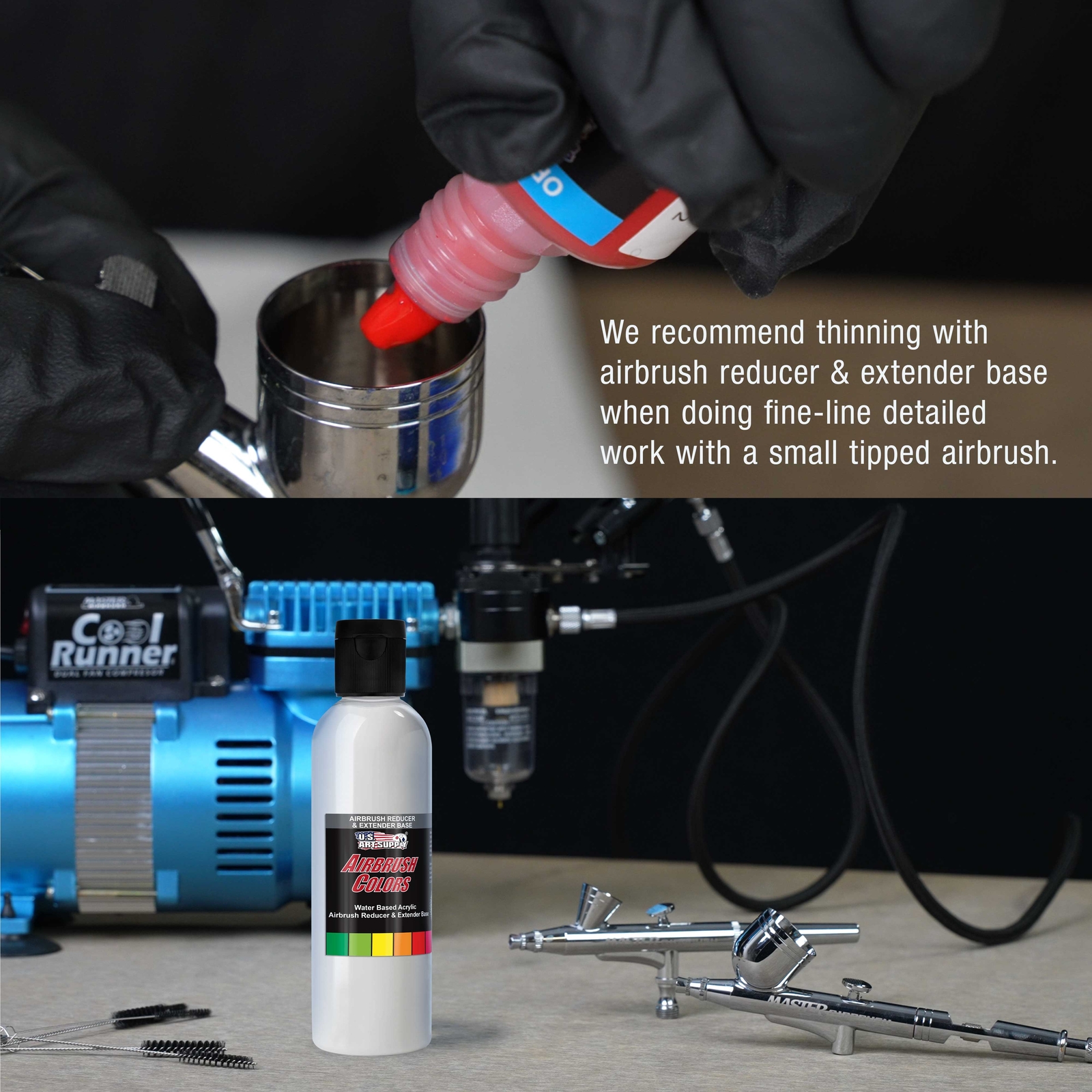 4 oz Airbrush Thinner & Extender Base, Reducing Acrylic Airbrush Paint Colors