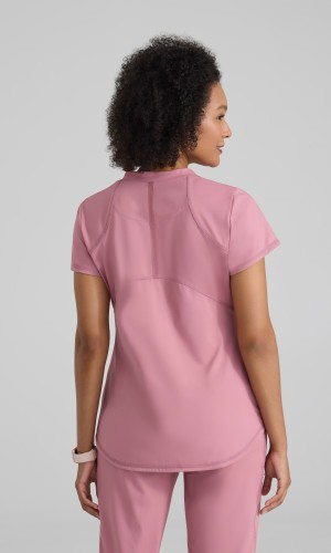 GREYS ANATOMY KNIT STRETCH SCRUB TOP IN CANYON PINK, IN ALL SIZES, #GRST249, NWT