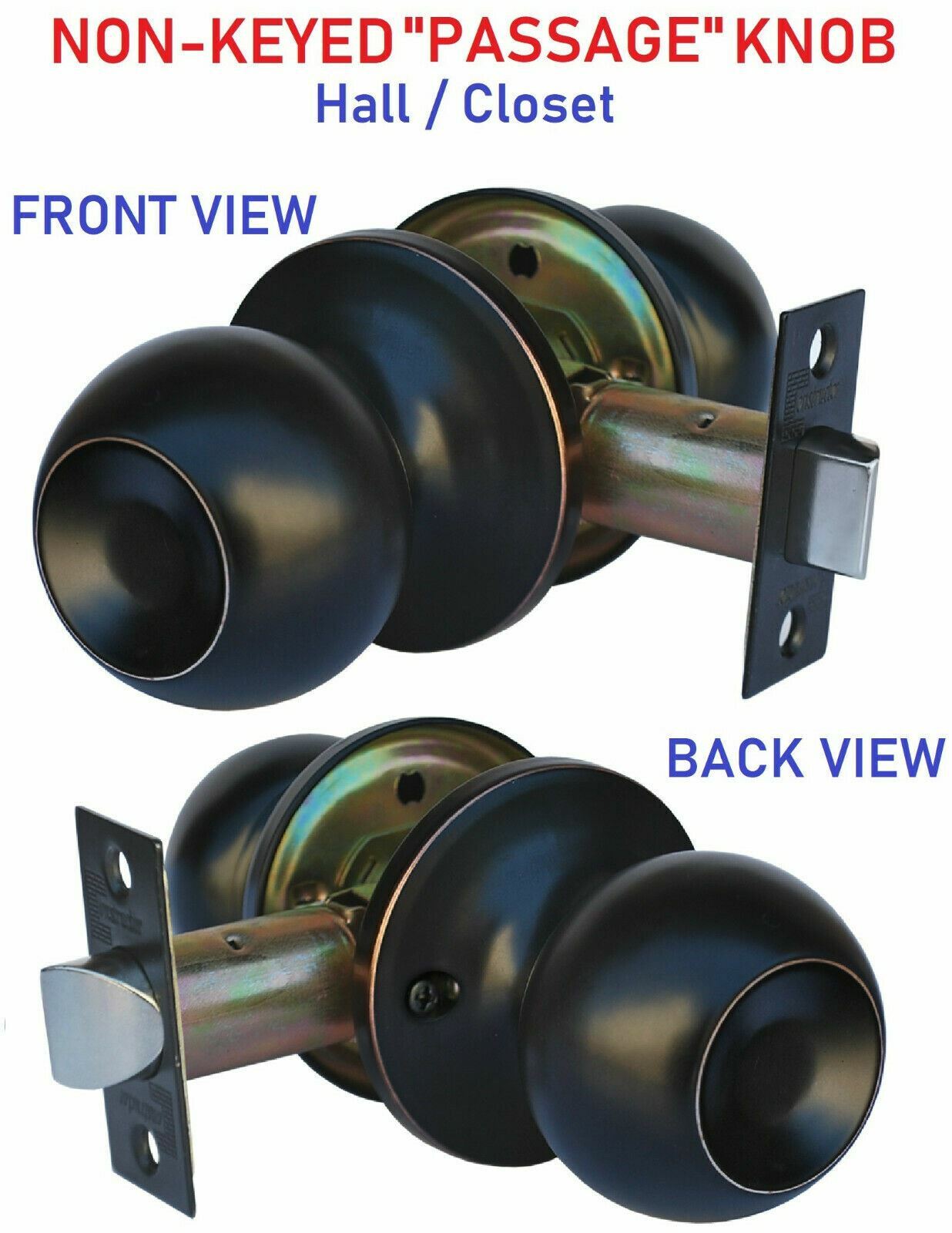 Constructor Chronos Passage Knob Handle Lockset Hallway Closet Oil Rubbed Bronze