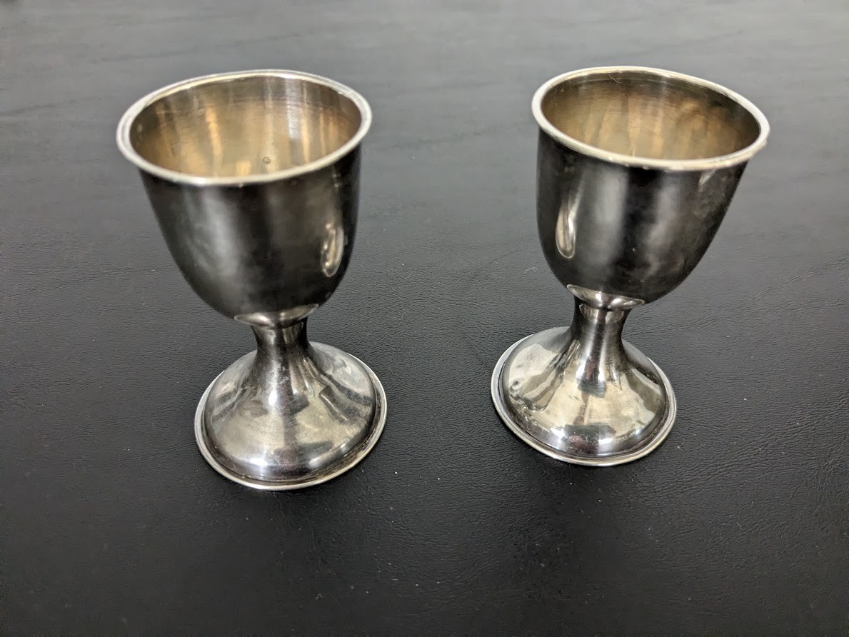Sterling Silver Set of 2 Cordial Chalice Cups 3"h x 1-5/8"d, 1.4 ozt
