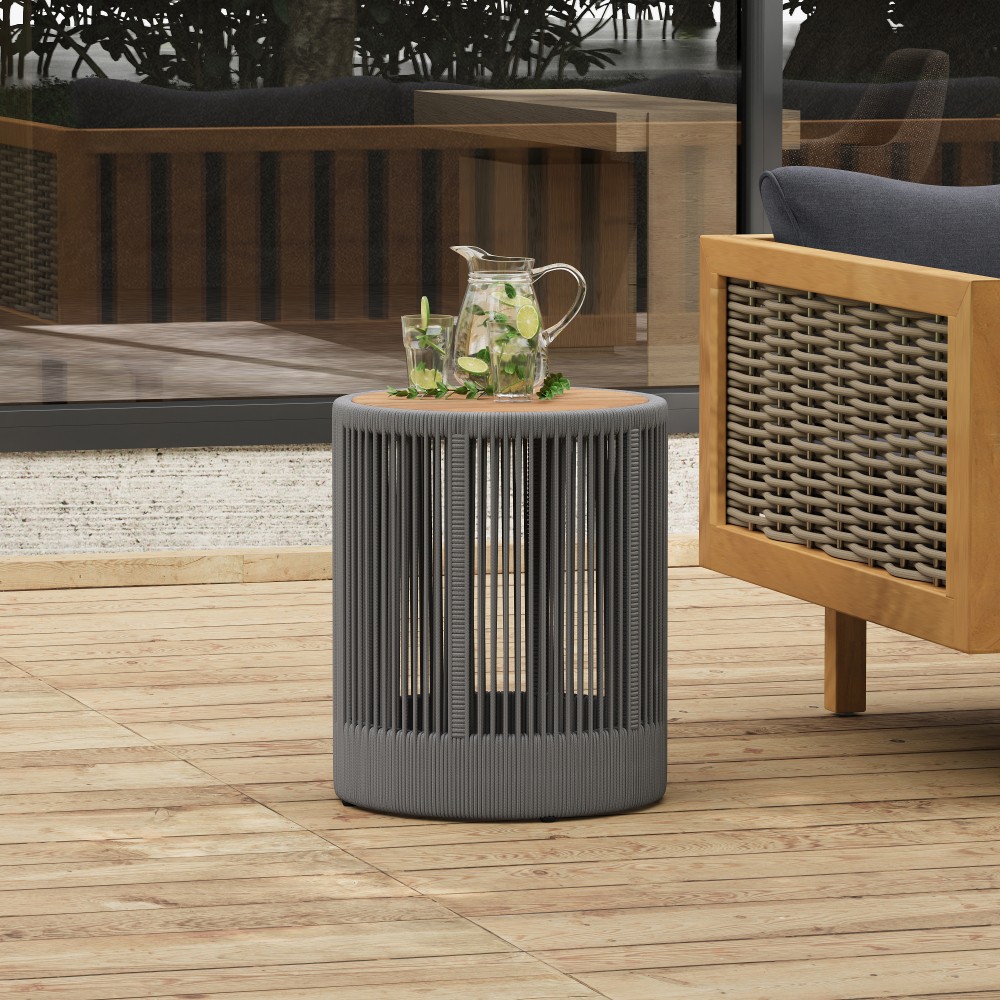 Outdoor Adjustable Chaise Lounge Set w/ Beige Cushion & Side Table, Patio