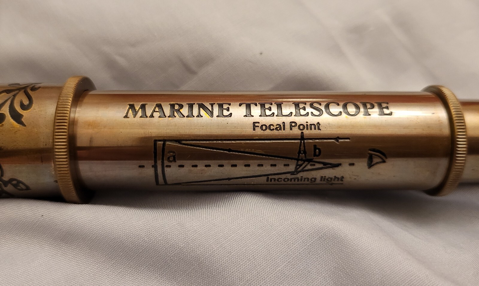 Vintage Telescope Antique Astronomy Space Stars Old Gold Lustre Wooden Box Retro