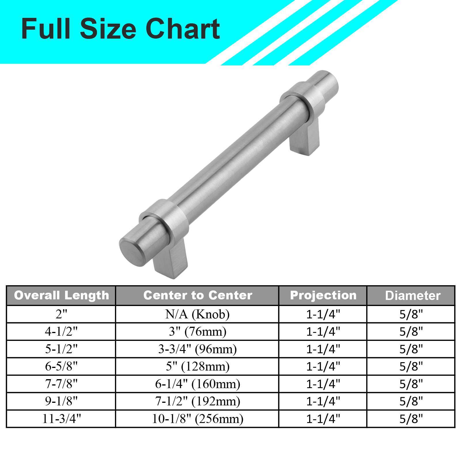 Brushed Nickel Modern Cabinet Handles Pulls Knobs Kitchen Hardware Stainless