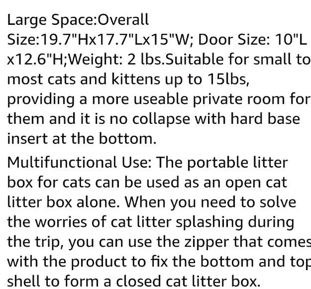 Apollo Walker Cat/Pet Carrier /Litter Box combo. BLACK/NEW
