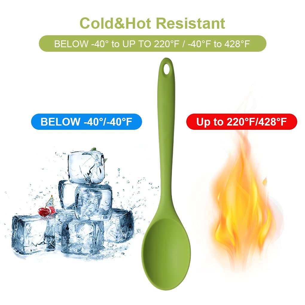 4 Pack 10.8" Large Silicone Mixing Spoons Non Stick Cooking Spoon for Stirring