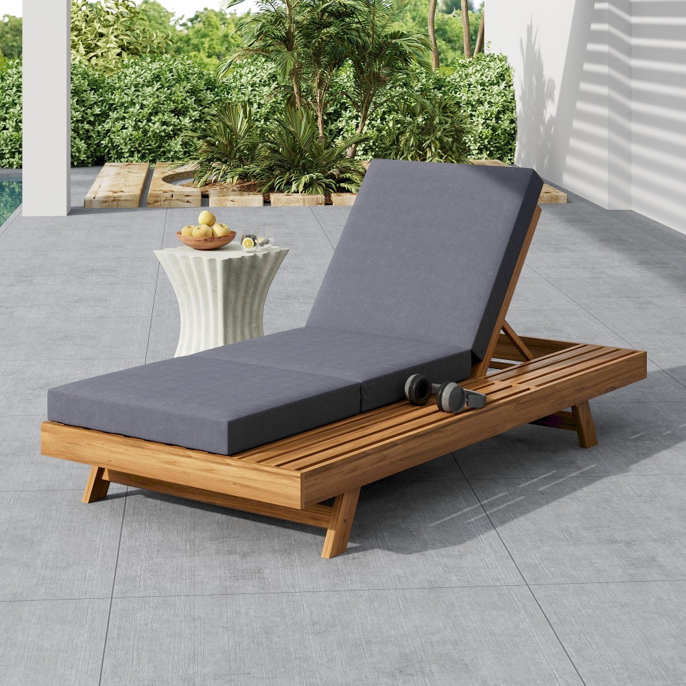 Outdoor Adjustable Chaise Lounge Chair Set with Waterproof Cushion and Backrest