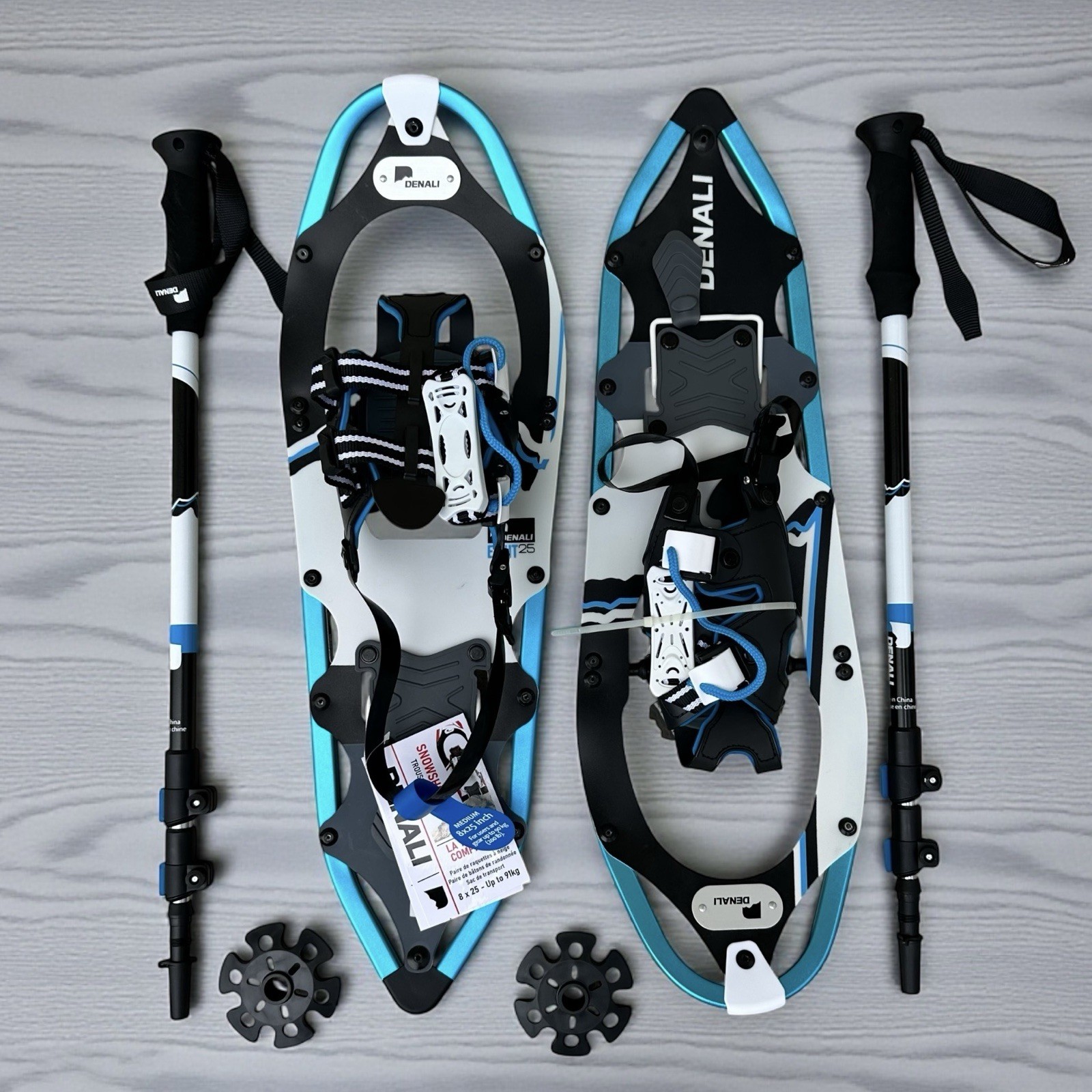 Denali Pro Snowshoes Kit 8x25 | Winter Hiking Set w/Poles, Carry Bag, 200 lb