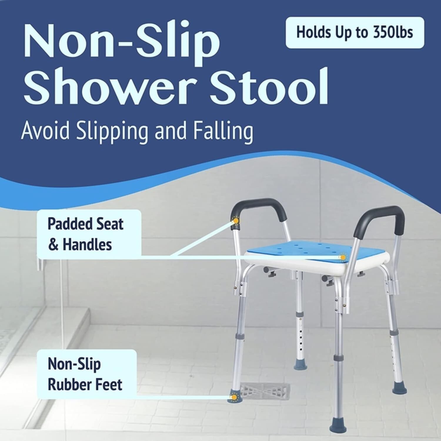Shower Chair with Padded Seat Shower Bench for Seniors, New