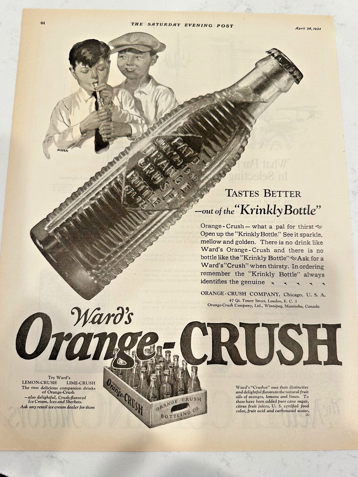 Orange Crush one-page ad Saturday Evening Post April 28 1923